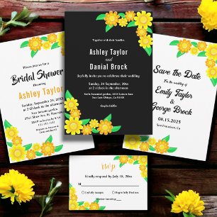 Elegant Sunflower Rustic Boho Black Floral Wedding Save The Date