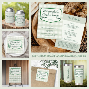 Summer Camp Gingham Bachelorette Weekend Itinerary Invitation