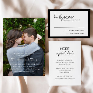 Alexis Black and White Elegant Modern Wedding Invitation