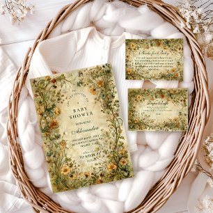 Vintage Botanical Wildflower Diapper Raffle  Enclosure Card