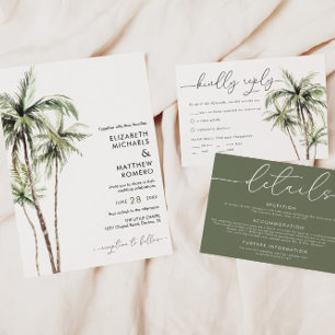 Palm Tree Tropical   Minimal Wedding RSVP Reply