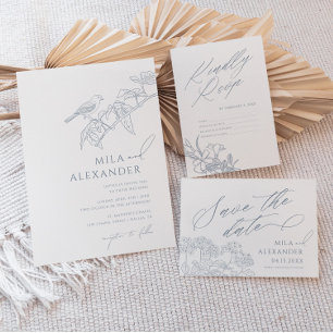 Dusty Blue Victorian Vintage Modern Wedding Save The Date