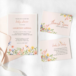  Flowers  Dragonfly BABY SHOWER WHO KNOWS DIGITAL Invitation