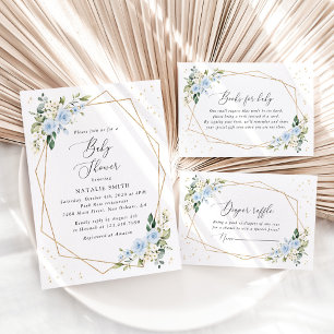 Blue Flowers, White Flowers, Boho, Books For Baby Enclosure Card