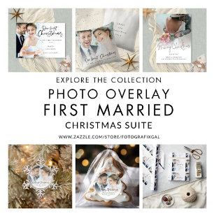 Our First Christmas As Mr Mrs Script Photo Cushion