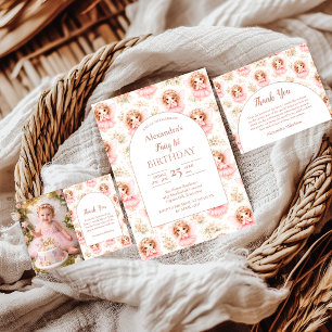 Fairy 1st Birthday Pink Garden Invitation