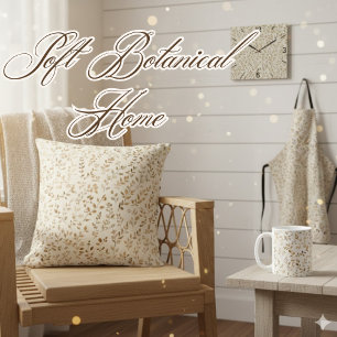 Hand Drawn Boho Leaf Pattern Cushion