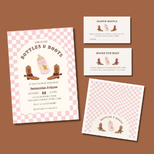 Retro Bottles and Boots Cowgirl Baby Shower Invitation