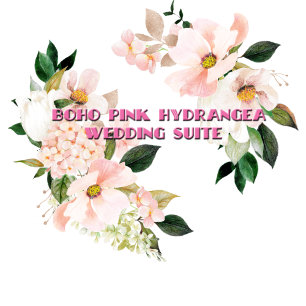 Pink Hydrangea White Tulips Photo Boho Wedding  Invitation