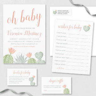 Cactus Diaper Raffle Card, Desert Baby Shower Enclosure Card