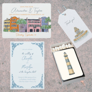 Charleston, SC Save the Date Watercolor Wedding 
