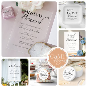 Minimalist Black & White Bridal Shower Backdrop Tapestry
