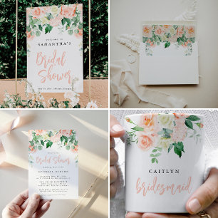 Blush Floral Bridal Shower Backdrop Tapestry