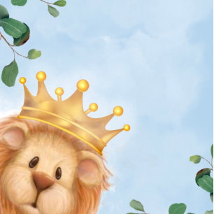 Prince Lion Golden Crown Boy Baby Shower Invitation
