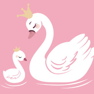 Swans Baby Shower Bird with Crown Theme Pink Invitation