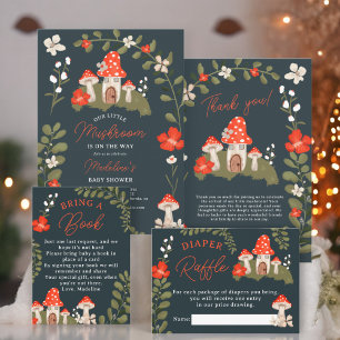 Woodland mushroom floral baby shower diaper raffle enclosure card