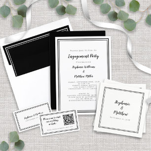 Simple Modern Minimalist Black White Wedding Party Napkin