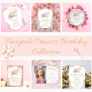 Blush Pink Princess Carriage Girl Birthday Party  Invitation