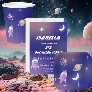 Pastel Outer Space Birthday Invitation