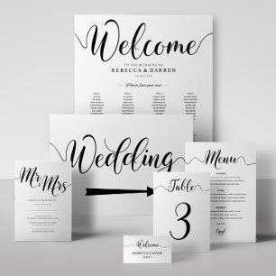 Mr & Mrs Wedding Invitation Black & White