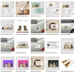 Paws dogs pet grooming magnetic business card