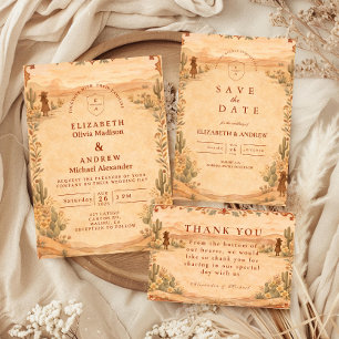Terracotta Desert Western Wedding Invitation