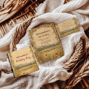 Rustic Wildflower Mountain Birthday Invitation