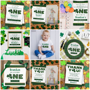 Lucky Little Shamrock 1st Birthday Photo Invitation