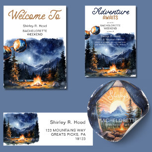 Camping Adventure Awaits Bachelorette Weekend  Invitation