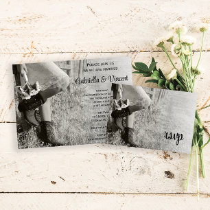 Cowgirl and Sunflowers Country Wedding RSVP Card