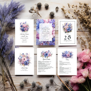 Petal Pink, Cornflower Blue & Mauve Guest Details Enclosure Card