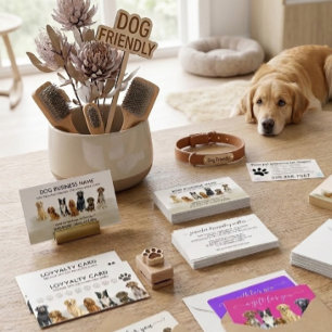 Paws dogs pet grooming magnetic business card