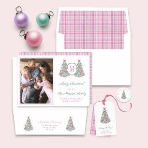 Colourful Maximalist Monogram Merry Christmas Holiday Card