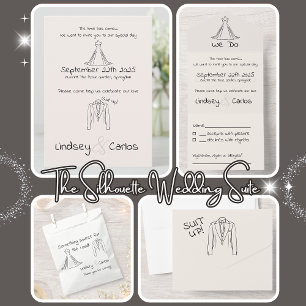 Elegant modern wedding Silhouette Collection All In One Invitation