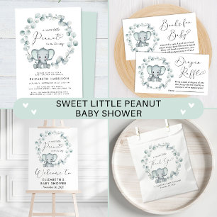 Cute Elephant Eucalyptus Baby Shower Paper Plate