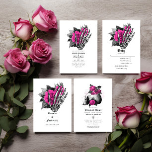 Hot-Pink Floral Gothic Wedding Programme