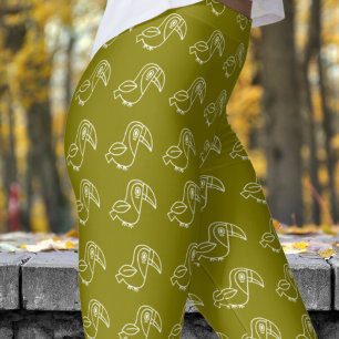 Cute Black Toucan Bird Pattern Leggings