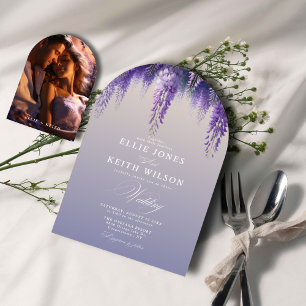 Whimsical Transparent Purple Floral Wedding Acrylic Invitations