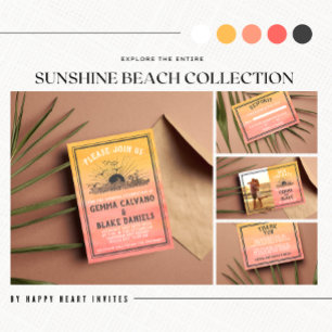 Sunshine Beach Destination Ocean Wedding Card