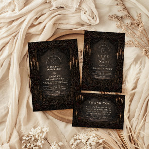 Dark Rustic Country Goth Wedding Invitation