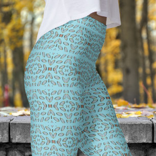 Chic Blue Helix Pattern Leggings
