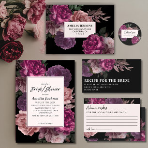 Black dark moody Bridal Shower Share A Recipe  Enclosure Card