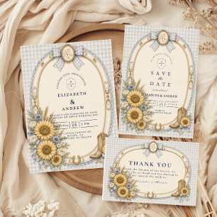 Romantic Rustic Sunflower Wedding RSVP Card