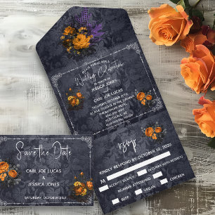 Save the Date Halloween Wedding Orange Rose