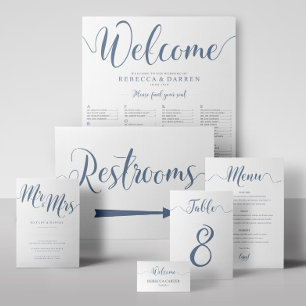 Dusty Blue Mr & Mrs Wedding Invitation