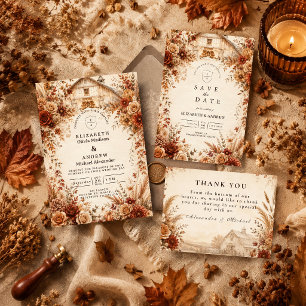 Elegant Autumn Barn Wedding Enclosure Card