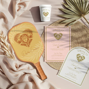 Retro Tropical Palm Tree Pickleball Bridal Shower  Bunting