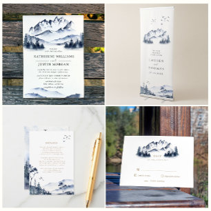 Watercolor Blue Mountain Reception  Enclosure Card