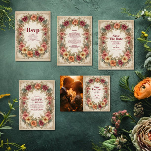 Victorian Ornate Floral Frame Wedding Save The Date