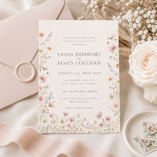 Bohemian Whimsical Wildflowers Wedding Program Programme